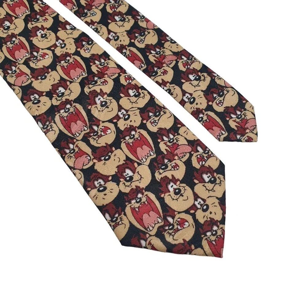Looney Tunes Taz Junior Necktie 1997 Cartoon Novelty Skinny Slim Work Gift